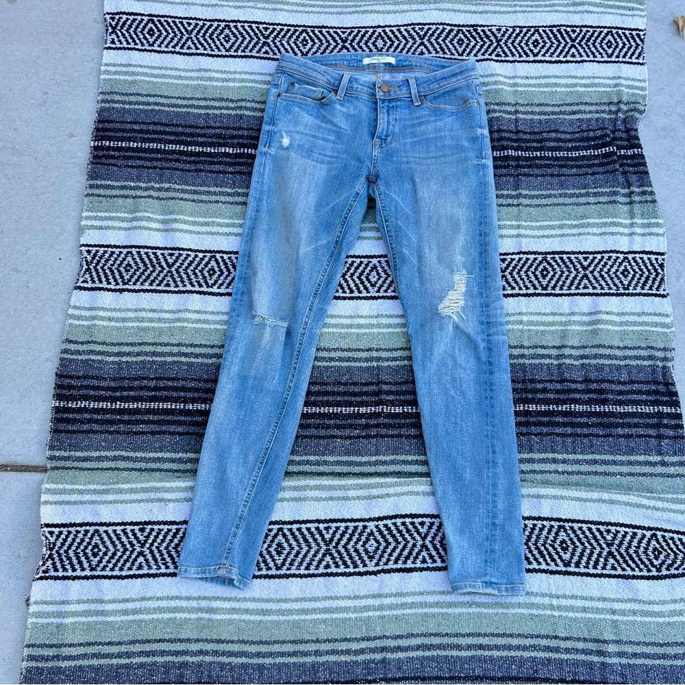 Fidelity Denim Mila Crop light wash distressed skinny jeans with selvage